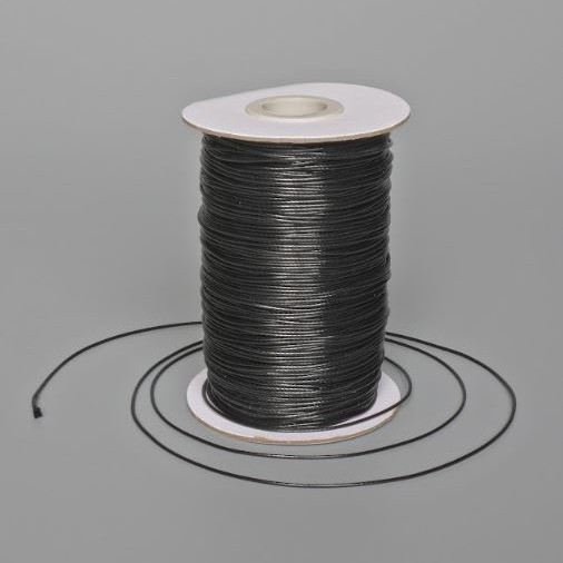 Schnur für Handarbeiten, schwarz, gewachst, Durchmesser 1 mm, Länge 150 m, Spule