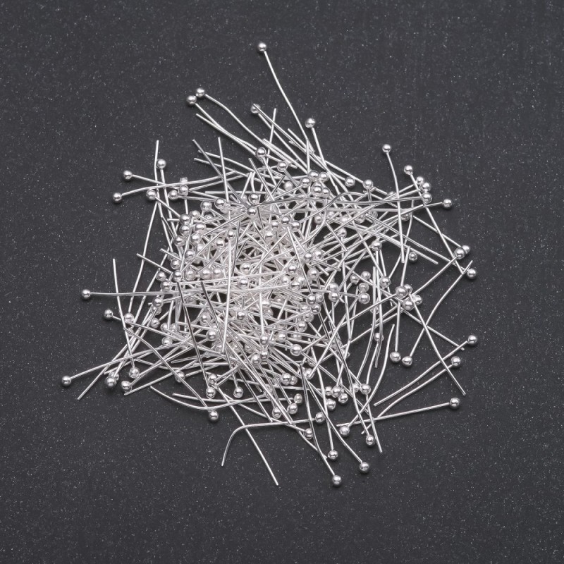 Kopfstifte mit Kugelkopf aus hellem Metall, Länge 25 mm, 300 g, 5000 Stück +
