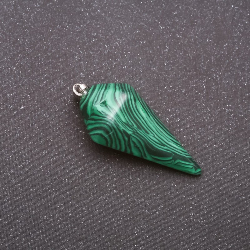 Anhänger „Pendel“ aus Malachit-Naturstein 40×30×13 mm
