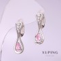 Xuping Ohrringe mit rosafarbenem Stein, Rhodiumbeschichtet, 25×8 mm