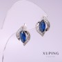 Xuping Ohrringe mit blauem Stein 11 × 16 mm, Rhodiumbeschichtung