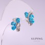 Xuping Ohrringe mit blauem Stein 10 × 15 mm Rhodiumbeschichtung