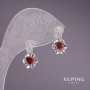 Xuping Ohrringe mit roten Steinen, Rhodium-beschichtet, 17×9 mm