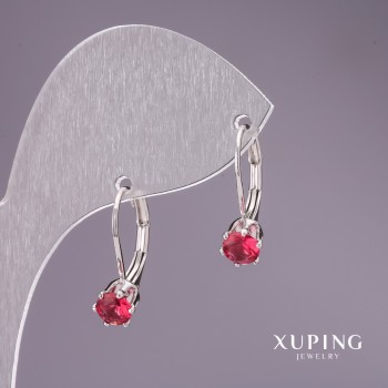 Ohrringe Xuping mit roten Steinen 18×6 mm rhodiniert