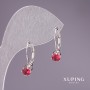 Ohrringe Xuping mit roten Steinen 18×6 mm rhodiniert