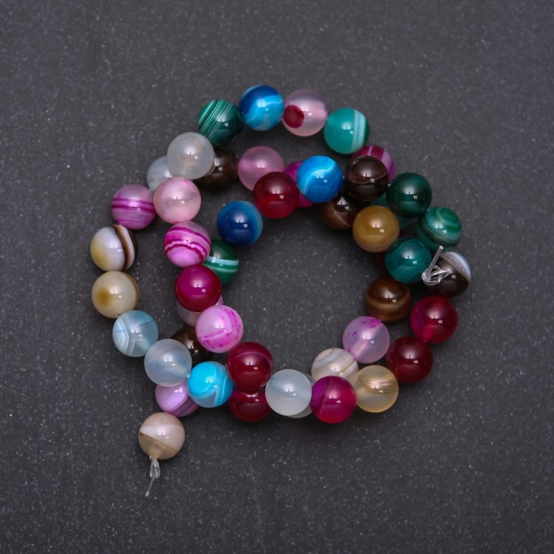 Augenachat-Perlen bunt, Durchmesser 8 mm, Stranglänge 38 cm