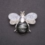 Bienenbrosche „Bernsteinfarben“ grau 46x38 mm