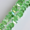 Kristallperlen in hellgrünem Swarovski-Stil, mit Beschichtung in der Farbe 'helles Benzin', Durchmesser 6×4 mm, Schnurlänge 50 cm