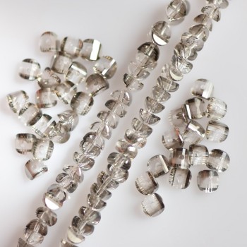 Kristallperlen im Stil von Swarovski, silbergrau mit Beschichtung, Durchmesser 2,5×4 mm, auf einer Schnur 48 cm lang