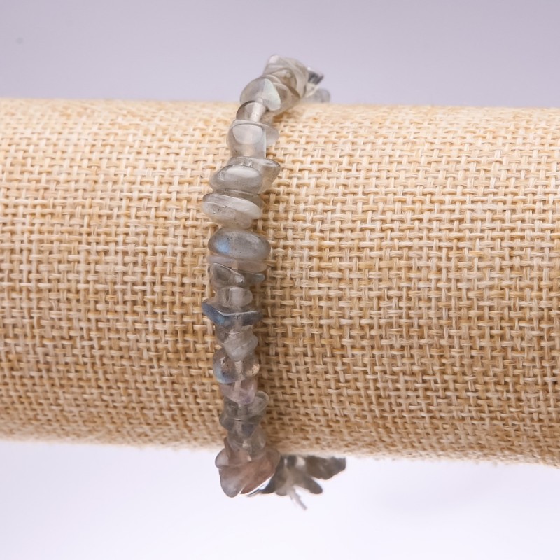 Armband aus natürlichem Labradorit-Chips, Durchmesser 8 mm, Länge 18 cm, auf elastischem Band