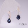 Ohrringe Xuping, 18-Karat-Vergoldung, Rhodiumbeschichtung mit blauen Steinen und weißen Strasssteinen, 21 × 7 mm