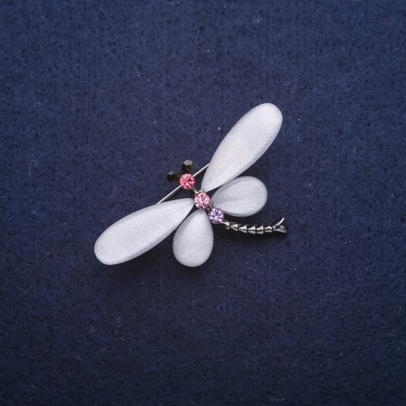 Brosche Libelle 45×25 mm weiß