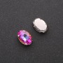 Preis pro Packung / 10 Stück Aufgenähnter Kristall mit Metallzapfen oval 10x14 mm Himbeer-Goldgelb