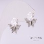 Ohrringe Xuping Schmetterlinge mit weißen Steinen 16×14 mm rhodiert