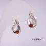 Xuping Ohrringe mit roten Steinen, Rhodiumbeschichtung, 17×10 mm