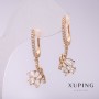Xuping Ohrringe mit weißen Steinen, 32 × 12 mm, 18K-Vergoldung