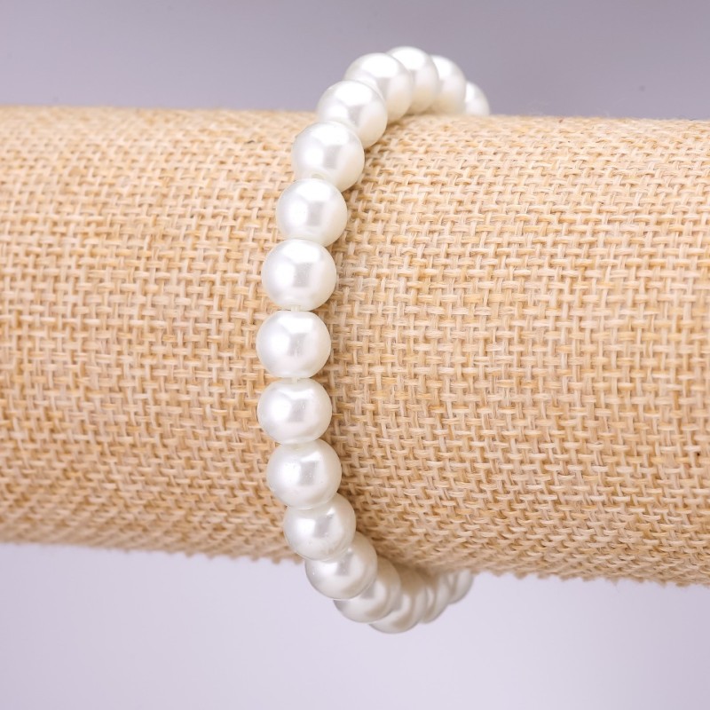 Armband Perloptik (Acryl) weiß, Ø 10 mm, Länge 18 cm