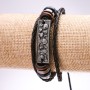 Armband aus Öko-Leder mit Schädeln, verstellbar, Länge 18–24 cm, schwarz