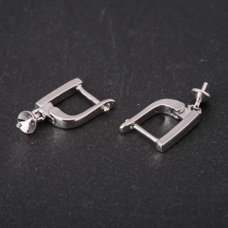 Ohrhaken für Ohrringe mit Stift 15×20×2 mm silberfarbenes Metall Preis pro Paar