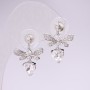 Ohrstecker 'Schmetterlinge' 925er Silber, Strasssteine, Farbe Weiß, 23×17 mm, silberfarbenes Metall