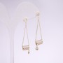 Ohrringe mit Anhänger der Serie 925, weiße Strasssteine, 48×9 mm, goldfarbenes Metall
