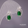 Xuping Ohrringe mit grünem Stein, 18×11 mm, rhodiniert