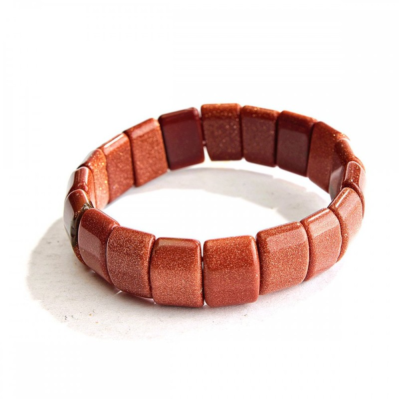 Armband aus Aventurin „Goldener Sand“ Glieder 15×11 mm auf elastischem Band