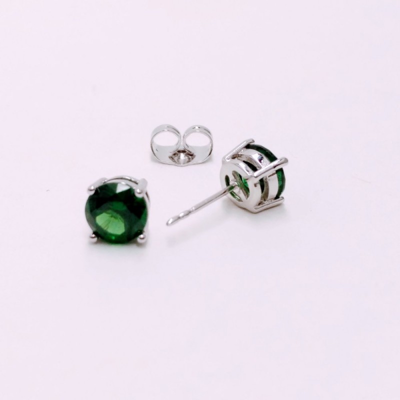 Xuping Ohrstecker Kugeln mit grünem Stein, Durchmesser 6 mm, rhodiniert