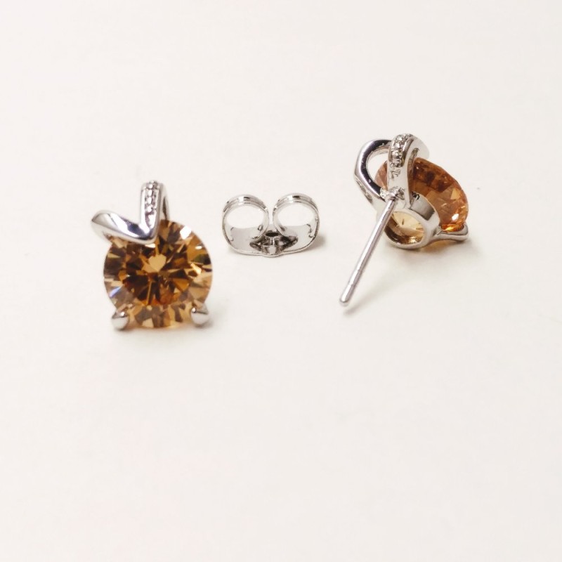 Xuping Ohrstecker – Kugelstecker mit Stein, Farbe Gelbgold, Durchmesser 11 × 8 mm, rhodiniert
