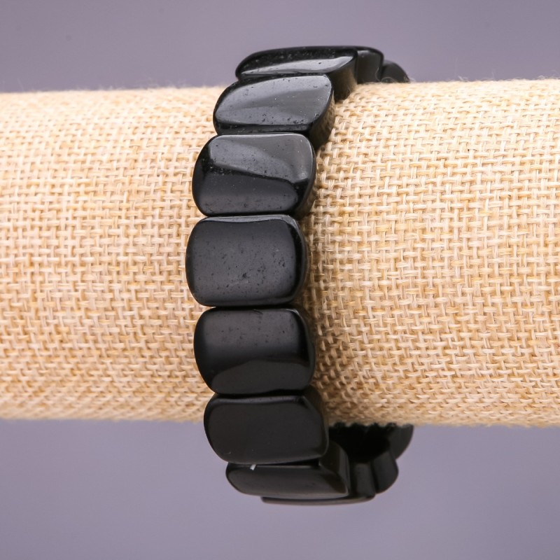 Armband aus schwarzem Achat, Glieder 18×14 mm, Länge 18 cm, auf Elastikband