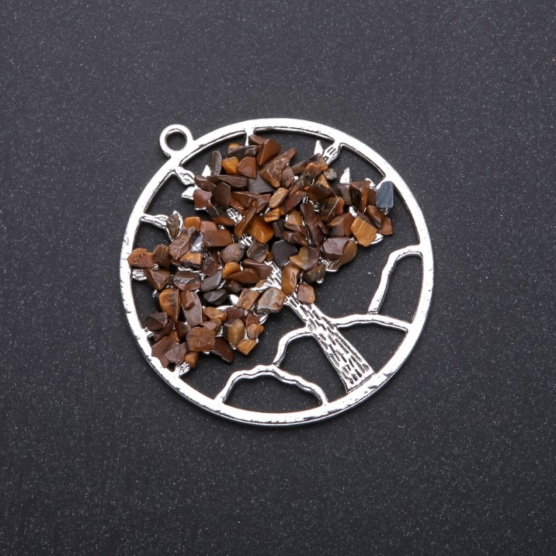 Anhänger «Baum des Glücks» Tigerauge, Durchmesser 57 mm