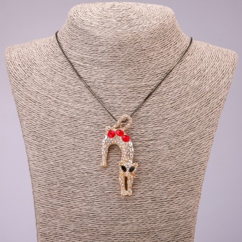Anhänger 'Katze' mit Kristallen an langer Kette aus Metall 'Schwarzgold', Durchmesser 31×65 mm, Länge 70 cm