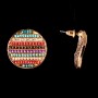 Münz-Ohrstecker, bunte Strasssteine, Goldoptik, 25 mm