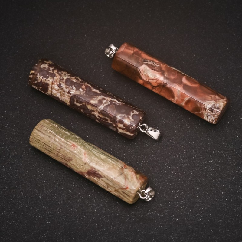 Anhänger aus Picasso-Jaspis, Naturstein, 11×54 mm (±)