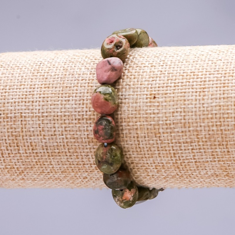 Elastisches Armband mit Heliotrop, polierte Trommelsteine 10×12 mm