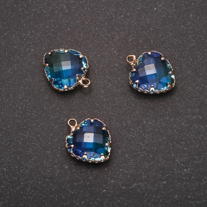 Anhänger „Herz“ Blau in goldfarbener Fassung 12×15 mm