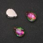 Preis pro Packung / 10 Stück. Nähkristall in Tropfenform, 10×14 mm, rosa-grün