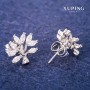 Ohrstecker Xuping – Kugel-Ohrringe, Baum mit weißen Steinen, 12×13 mm, Rhodiumbeschichtung