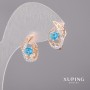 Xuping Ohrringe mit blauen Steinen 11×16 mm Rhodium, 18K Vergoldung