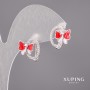 Ohrringe Xuping mit weißen Steinen und Emaille 13×14 mm Rhodiumbeschichtung