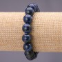Armband aus Lazurit-Naturstein, glatte Kugel, Durchmesser ca. 12 mm, auf elastischem Band, Länge 18 cm