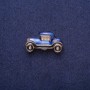 Brosche Auto blau-schwarz Emaille mit Strasssteinen, goldfarbenes Metall 17×29 mm