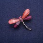 Brosche Libelle mit Kristallen, silberfarbenes Metall 32 × 43 mm