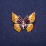 Brosche Schmetterling mit Emaille und Kristall, goldfarbenes Metall 29×37 mm