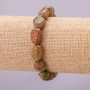 Elastisches Armband aus Heliotrop-Jaspis (Unakit), polierte Trommelperlen, Durchmesser ca. 8 x 14 mm, Länge 18 cm