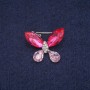 Brosche Schmetterling mit Kristallen, silberfarbenes Metall, 20×23 mm