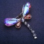 Ausverkauf! Brosche Libelle mit Kristallen, silberfarbenes Metall 52×58 mm