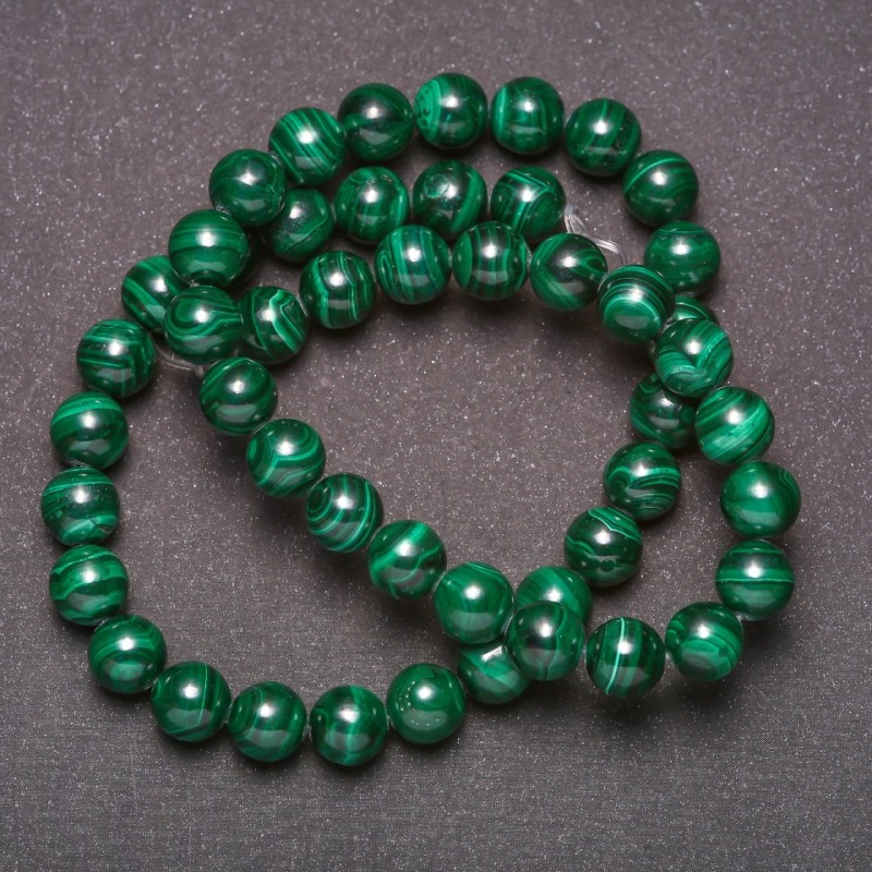 Malachit-Perlen, glatt, Durchmesser 8 mm (+/-), Länge 38 cm