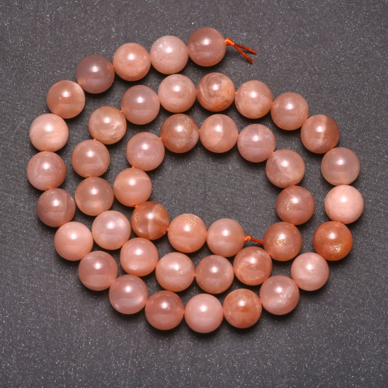Selenit-Perlen, glatte Kugeln, Durchmesser ca. 9 mm, Länge 38 cm