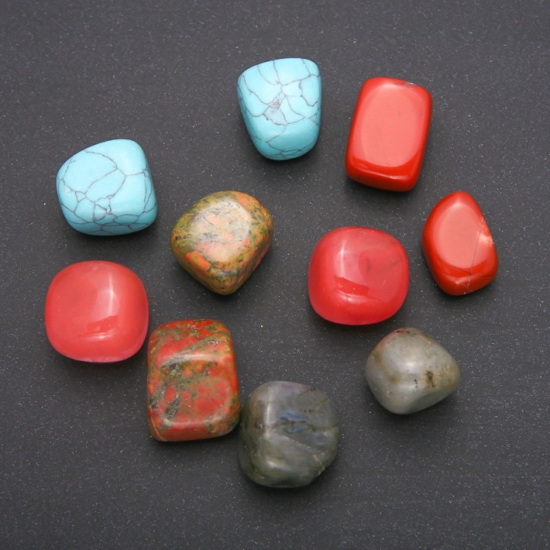 Naturstein-Set assortiert, geglättet 18×22 mm (±), Verpackung 100 g